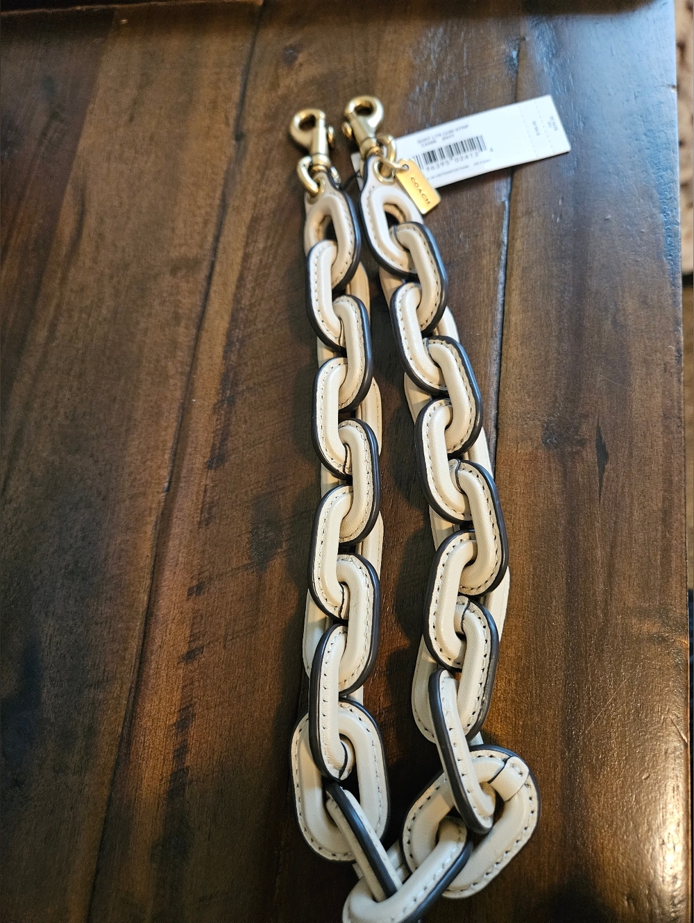 Coach Ivory Leather Chain Strap with Brass Hardware